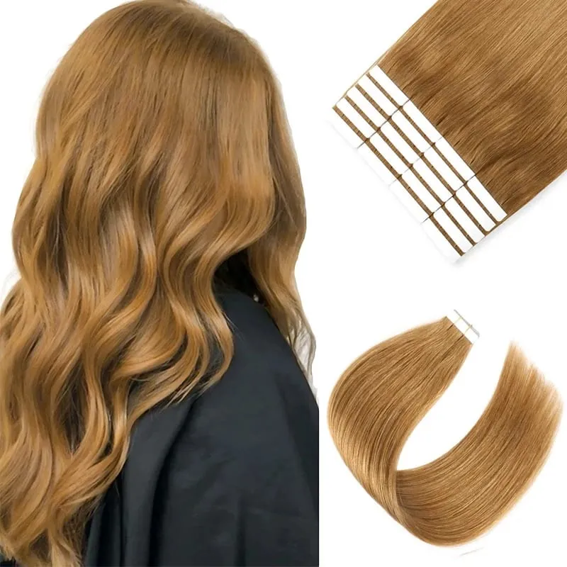 Double Drawn European Wholesale Tape in Extensions Invisible Cuticle Aligned Remy Tape in Hair Extensions 100% Human Hair