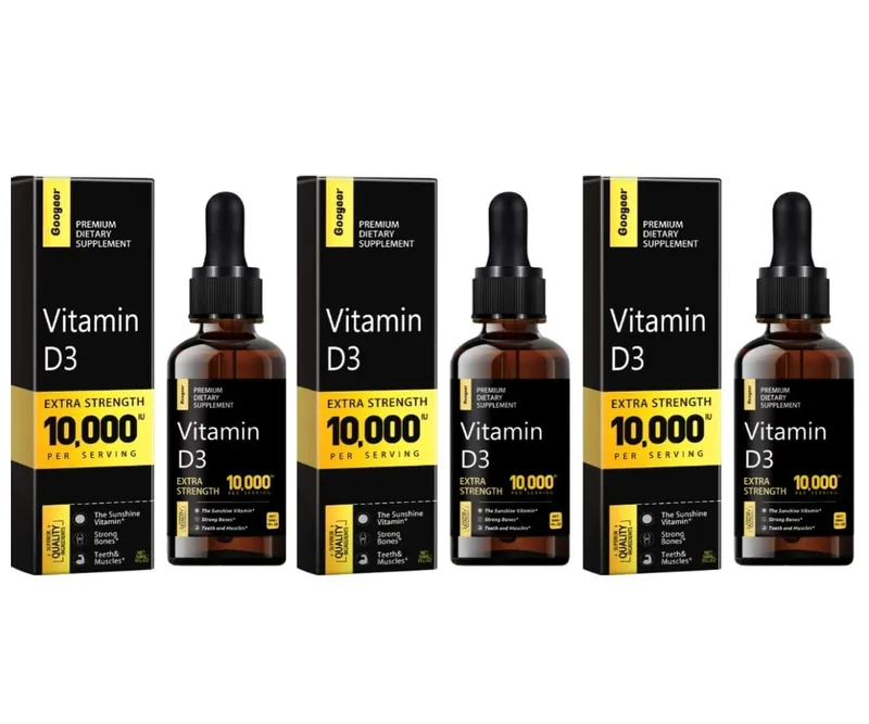 Vitamin D Liquid 10 000 IU Extra Strength Quickly Absorbed Supports Strong Bones with Vitamin C and Calcium 30 ML Net
