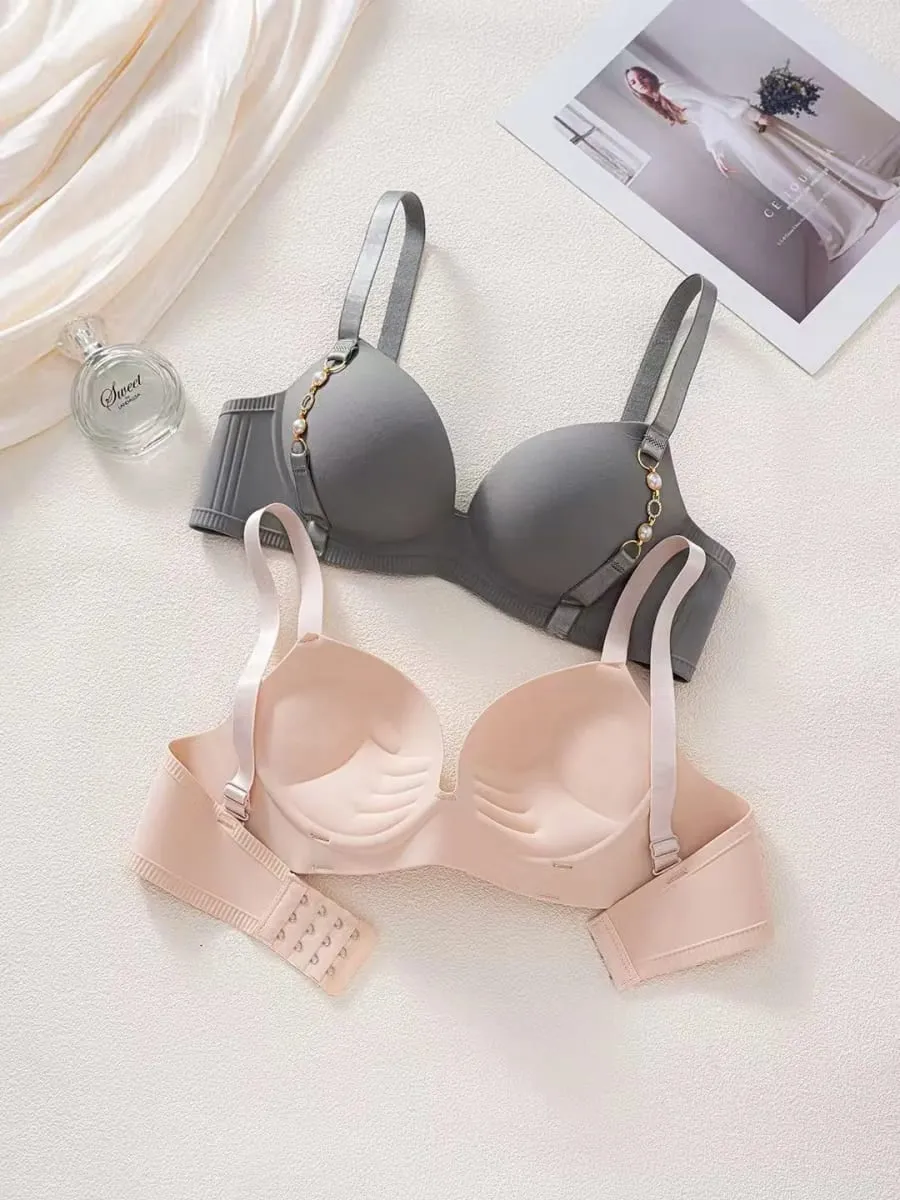 Women's Seamless Push Up Lingerie Small Breast Gathering Anti-sagging No Steel Ring Bra