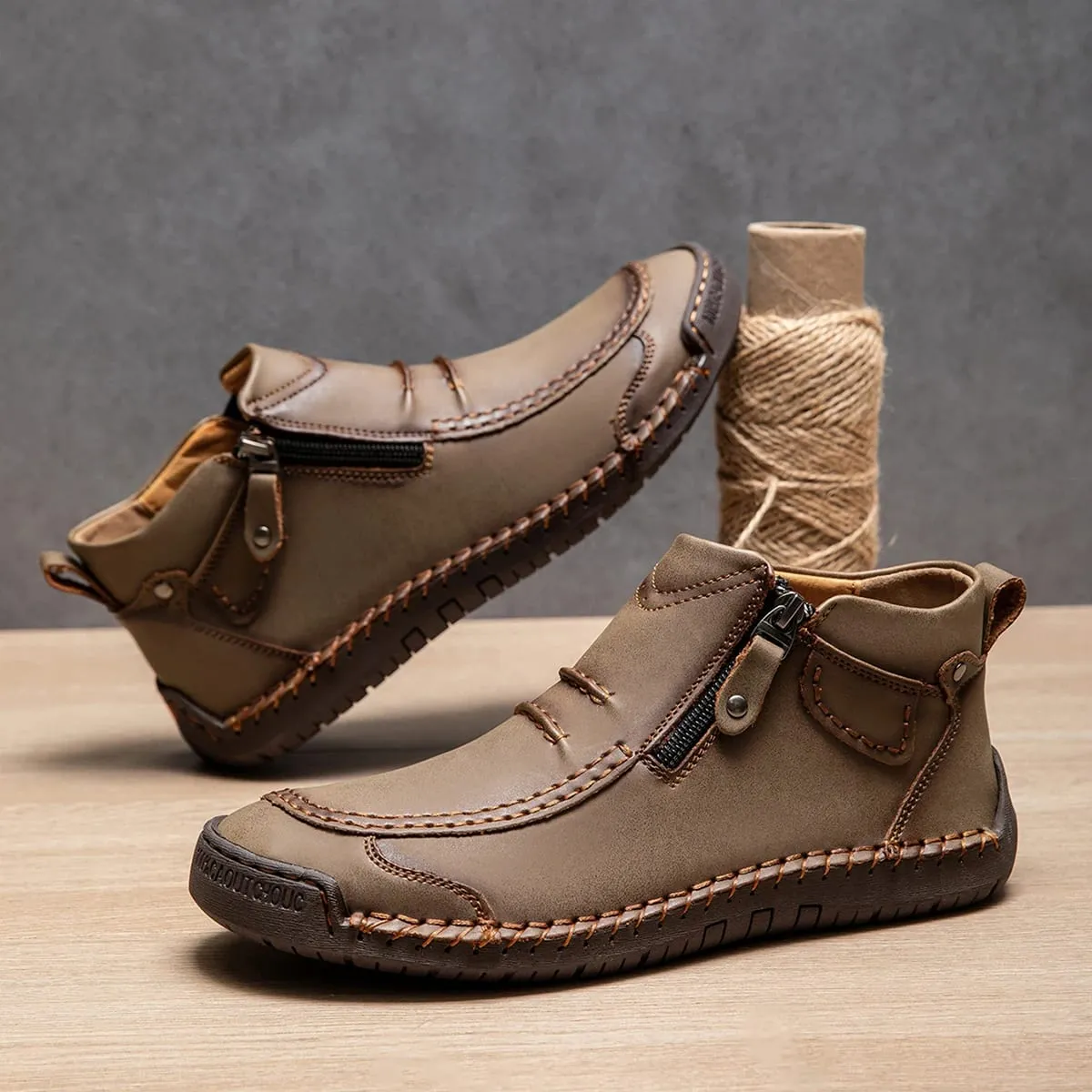 New Autumn Handmade Leather Men Boots Outdoor Design Sneakers Man Breathable Casual Leather Shoes Men Ankle Boots Fall Plus Size