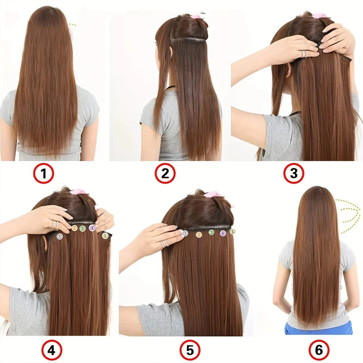 Synthetic Super Long Straight 5 Clip In Hair Extensions 32Inch One Piece Hairpiece for Women Multiple Colors Hair Extensions — image 6