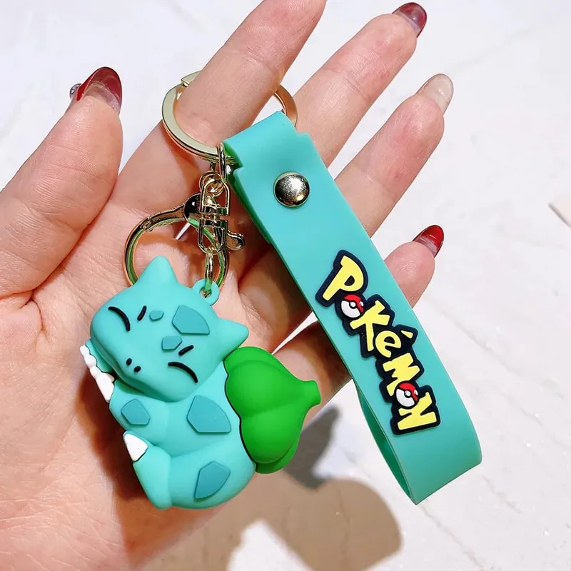 40 Style Wholesale Anime Pokémon Pikachu Eveen Keychain Cartoon Cute Charizard Keyring Student Backpack Car Key Chain Toys Gifts