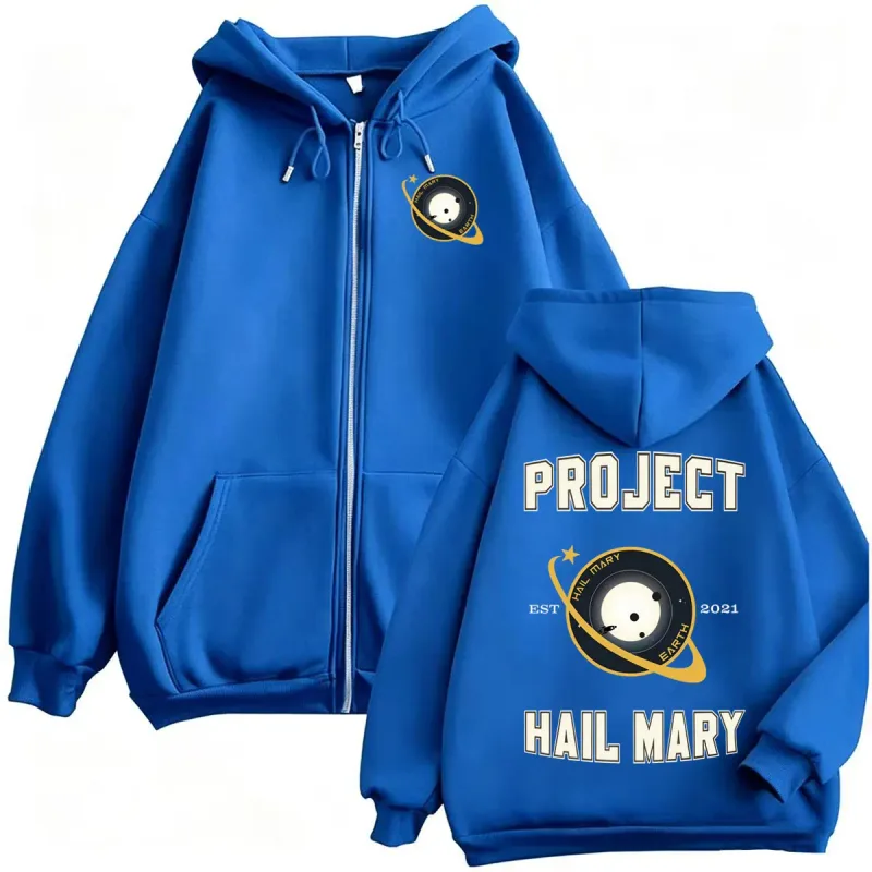 Project Hail Mary Ryland Grace Zipper Hoodies Men Women Fashion Classic Retro Sweatshirt Jacket Bodywarmer Fleece Zip Up Hooded