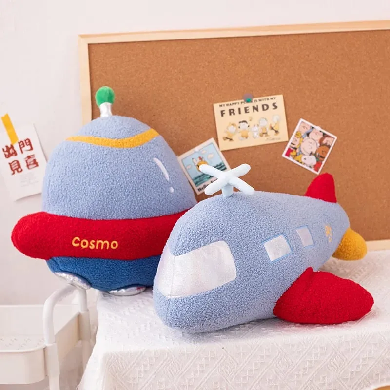 ZU Space Theme Party Home Decor Cute Astronauts UFO Rocket and Plane Plush Toys Boys Tent Room Throw Pillows