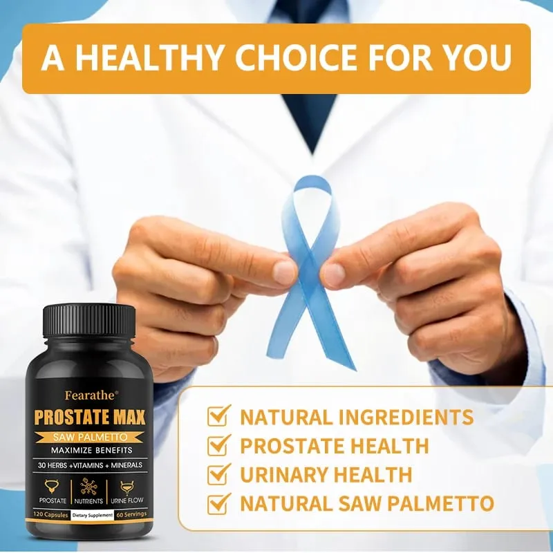 Suplemen Saw Palmetto Prostat - 30 Ekstrak Tumbuhan Vitamin & Mineral untuk Kesihatan Prostat Lelaki Kencing & Pertumbuhan Rambut