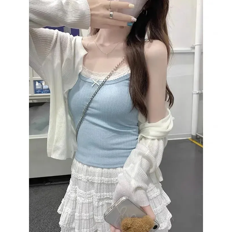 1pcs Girl Sleeveless Tops Womens Sweet Straps Vests Lady Inside Wear Camisoles Loose With Padded Underwears Female Sexy Tank Top