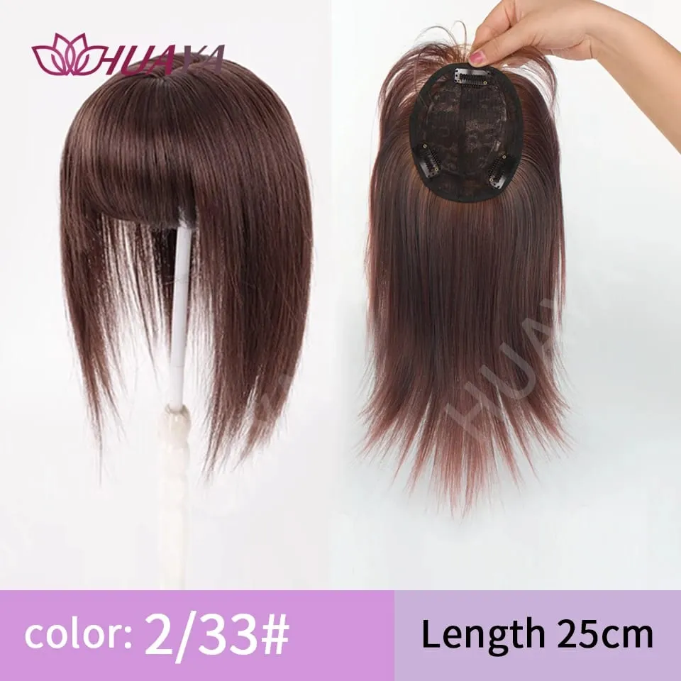 Synthetic Ombre Dark Root Golden Toppers Wig Hair Piece for Women Heat Resistant Cilps in Hair Extensions Invisible Clourse Clip