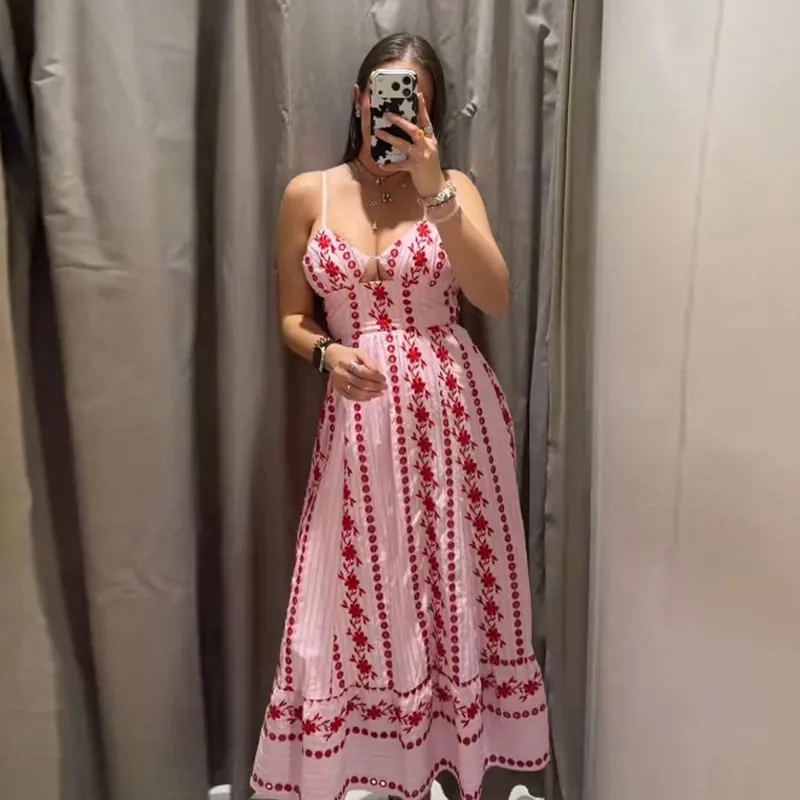 Women Dress Color Blocking Maxi Sleeveless Dresses Scarf Slimming Side Slit Long Dress Elegant Beach Vacation Party Outfit Lady