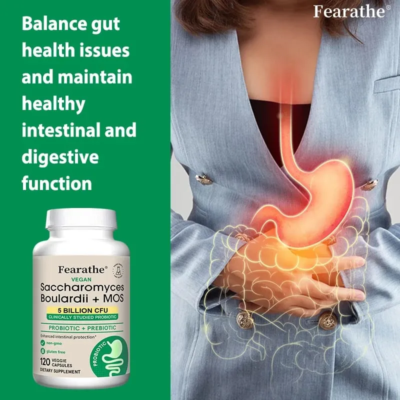 Saccharomyces Boulardii Probiotics Capsules for Women & Men Promote Intestinal Gut Immune & Digestive Health Non-GMO