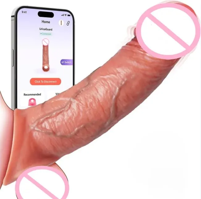Penis Sleeve Cock Vibrator Realistic Penis Extender Vibrating Cock Ring 10Mode Remote Control Soft Silicone Penis for Men Couple