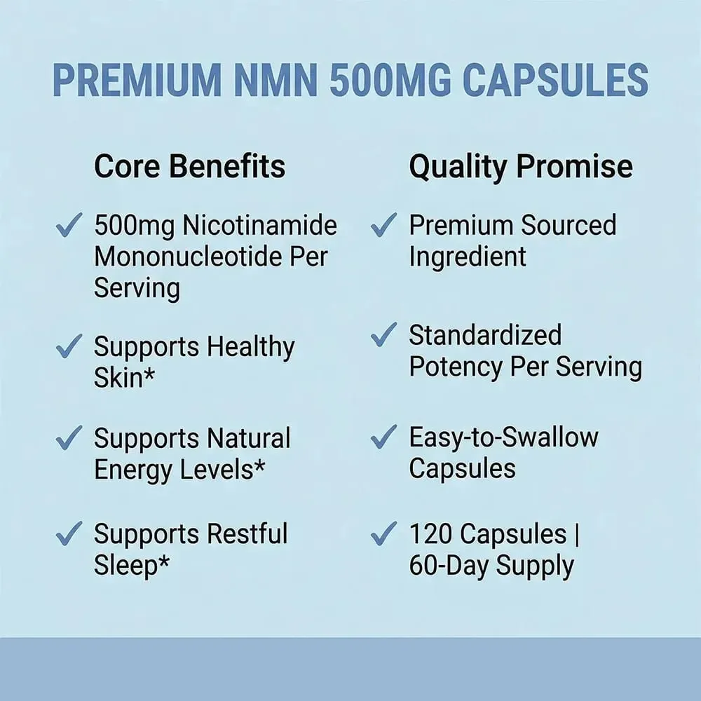 NMN Nicotinamide Mononucleotide - Supports Cell Repair and Growth Reduces Wrinkles and Increases Skin Elasticity