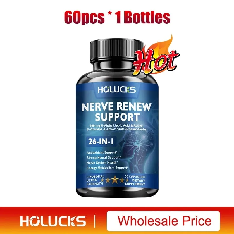Nerve Renew Capsules Pins Needles Skin on Fire Fell Asleep. Vitamin B Complex R-Alpha Lipoic Acid Neuro Botanical Blend