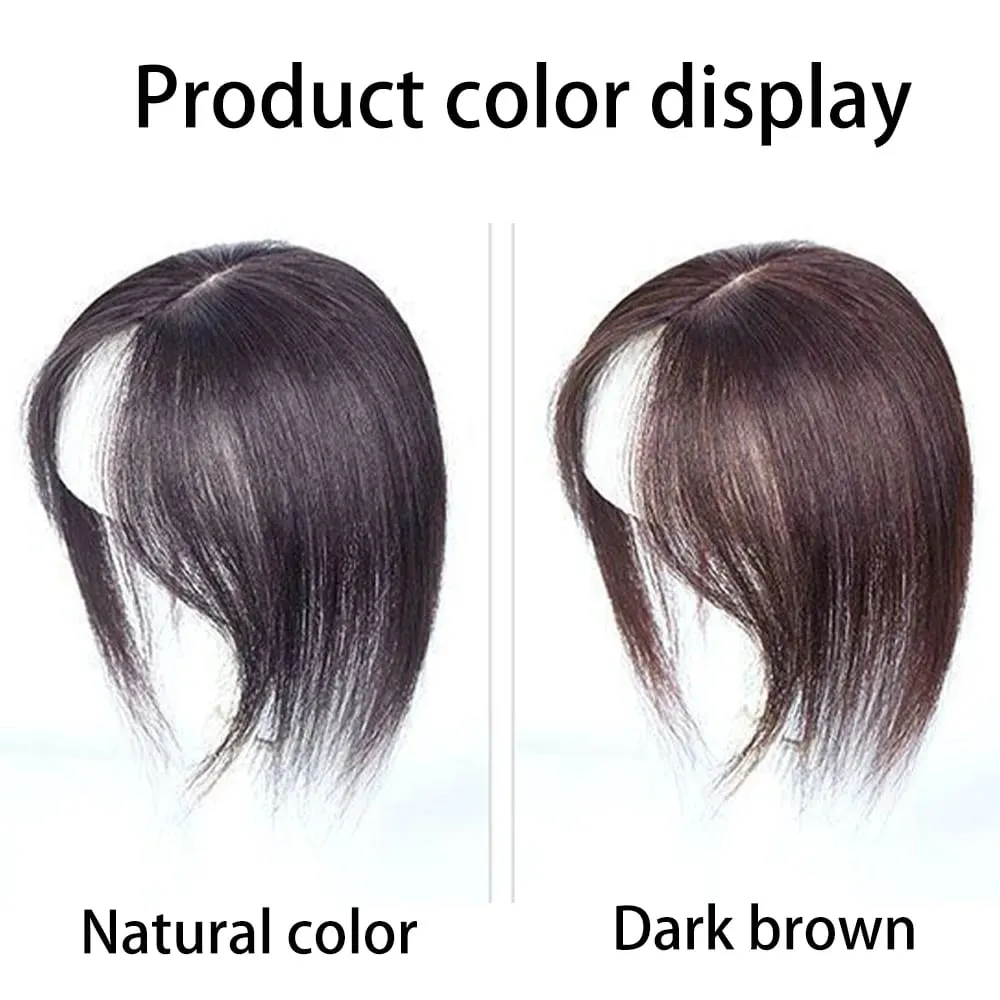 Long Straight Hair Toppers Clip Hair Extensions Synthetic Hair Topper Natural Black Brown 3-Clip with Bangs Fake Hairpiere