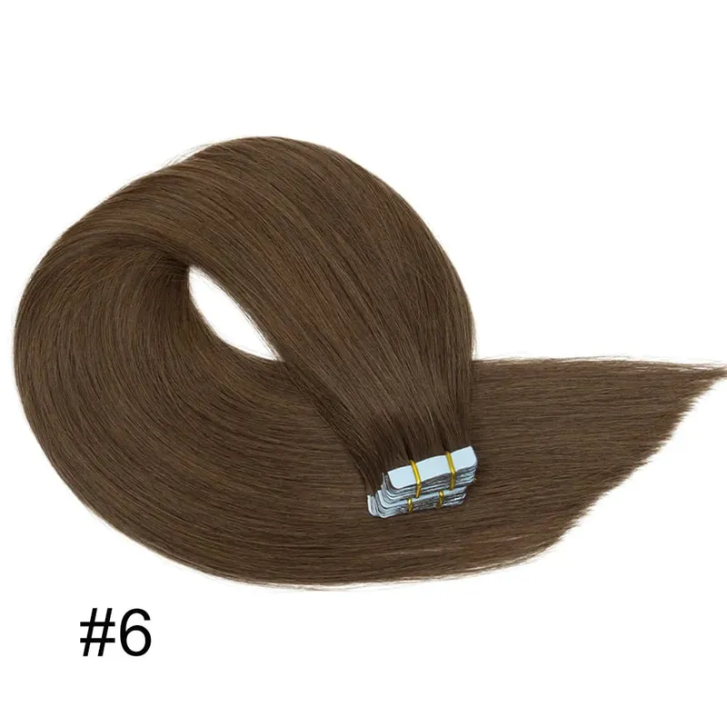 Women Tape Hair Extensions 100% Natural Human Hair Extension Tape In Blonde Natural Straight Hair Skin Weft Real Hair