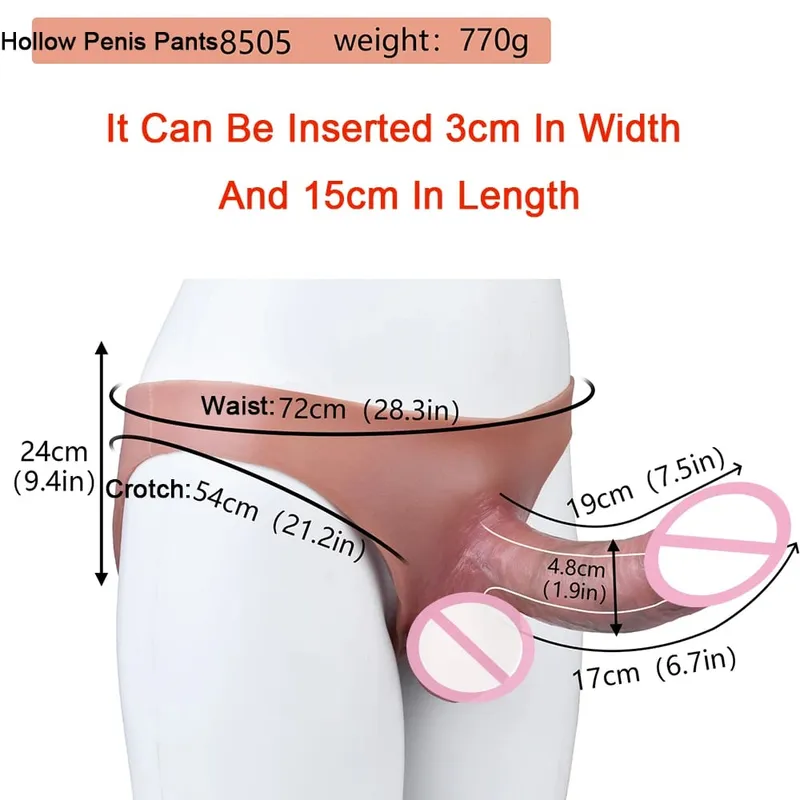 Ultra Realistic Hollow Dildo Trosor Silikontrosor Strapon Penis Extend Sleeve Byxor Sexleksaker För Män Dick Förstoring