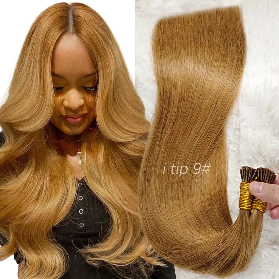 I Tip Human Hair Extensions 50g Straight Fusion Hair 30Inch Keratin Capsule Original Real Natural Hair Blonde Color