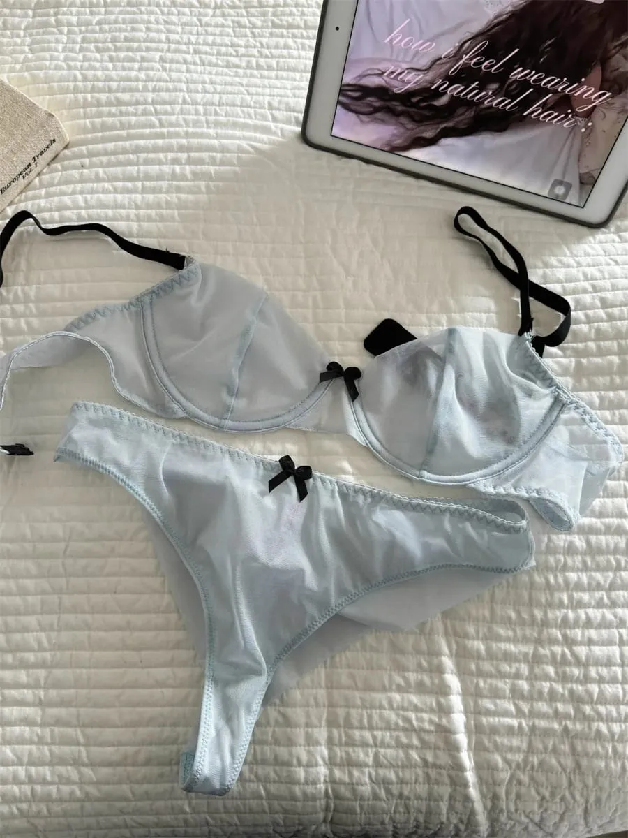 Lightweight breathable stretch tulle bra for women lingerie push up laides underwear larger busts bras with panty suit