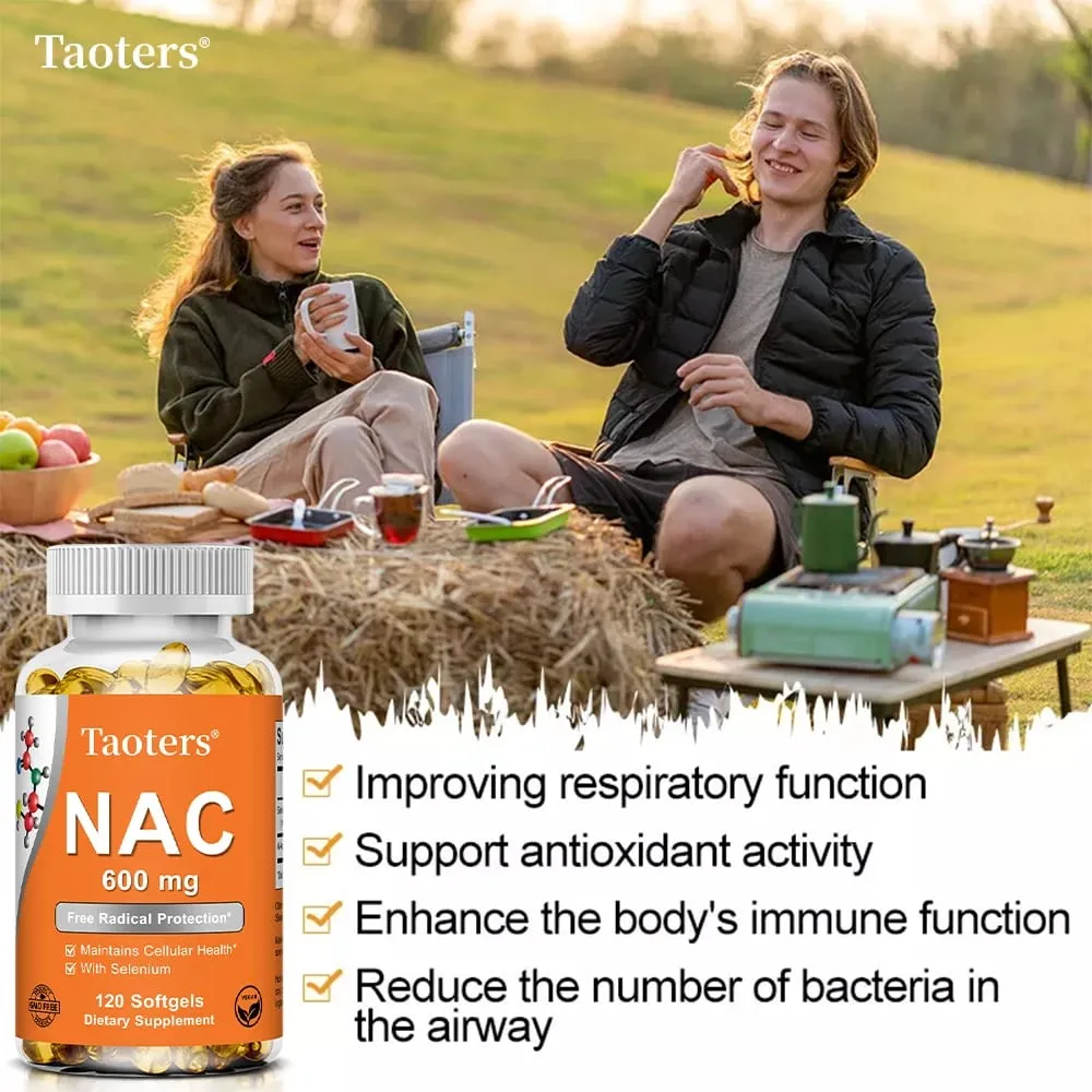 NAC N-Acetyl Cysteine Capsules Immune Respiratory Health Antioxidant Supplements Non-GMO Gluten-Free