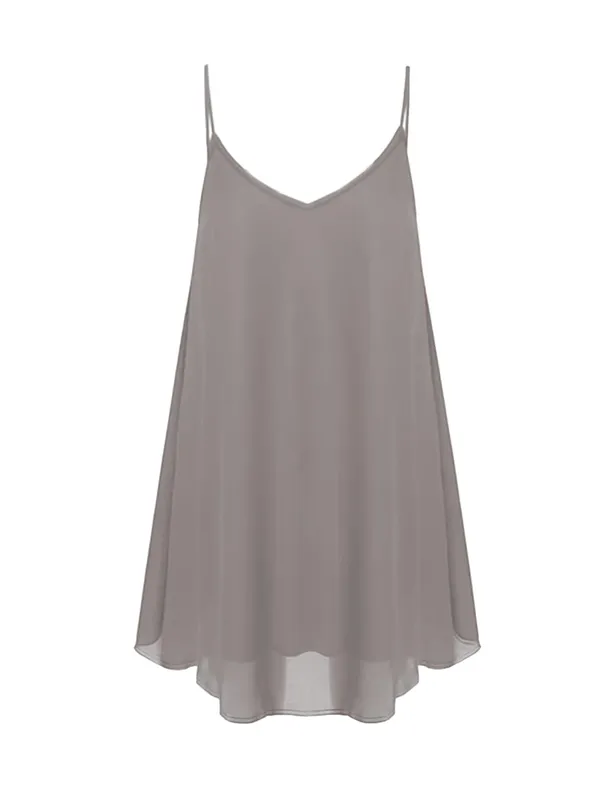Women Plus Size Sleeveless Dress Fashion Solid Color Comfortable Daily Wear Dress