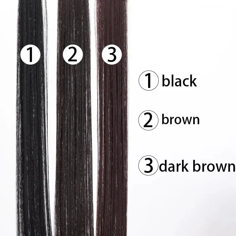 24 Inch Women's Elegant Clip On Synthetic Wig - Natural Style Long High Gloss Straight Hair Piece Wig Extension
