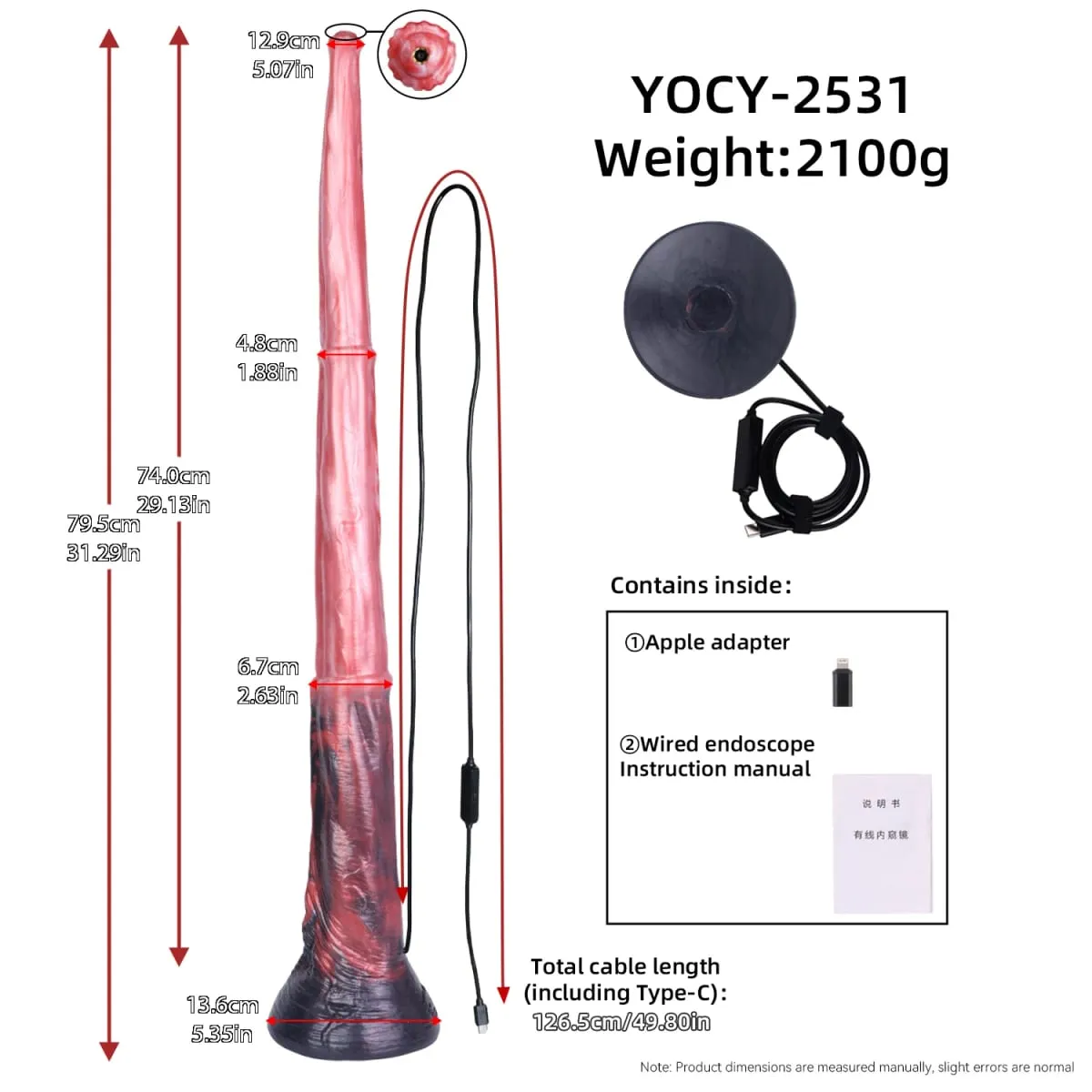 31inch Long Horse Dildo Anal Speculum Sex Toys Real-time Viewing Camera Giant Silicone Butt Plug with Strong Suction Cup