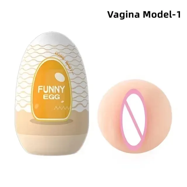 New Egg-Shaped Portable Male Masturbator Made of Soft Rubber with Realistic Vagina Texture Design Penis Massage Adult Sex Toy