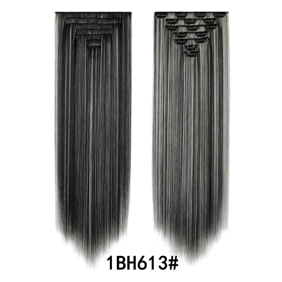 7 Pcs Clip in Hair Extensions 16 Clip in 24 Inch Straight Double Weft Synthetic Hair Extensions for Women Daily Hairstyle