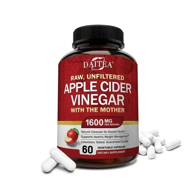 Cuka Cider Epal 1600 mg dengan Ibu untuk Penghadaman yang Sihat Menurunkan Berat Badan dan Tenaga