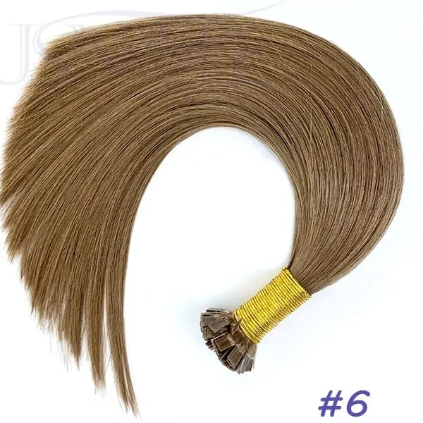 Virgin Hair Flat Tip Hair Extensions Natural Real Human Hair Fusion Capsule Keratin Brown Blonde 1g/pramínek 14-22 palců pro ženy — image 11