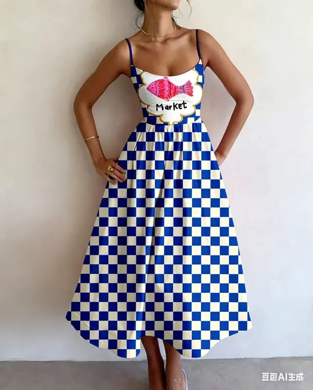 Summer Women Print Bodycon Dress Sling Cold Shoulder High Waist A-line Maxi Dresses Beach Party Gowns Casual Vestidos Fashion
