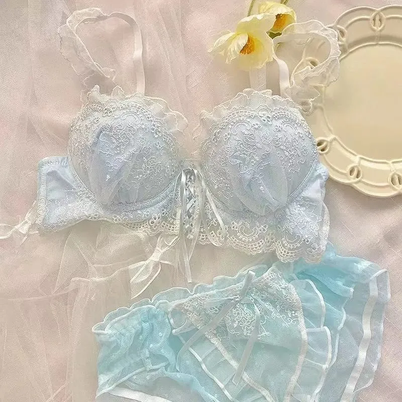 สไตล์ญี่ปุ่นลูกไม้ Bralette ชุดเซ็กซี่น่ารักชุดชั้นในแหวนเหล็กสำหรับหน้าอกเล็ก Push Up Bra & ชุดกางเกง ขายร้อน Now! — image 13