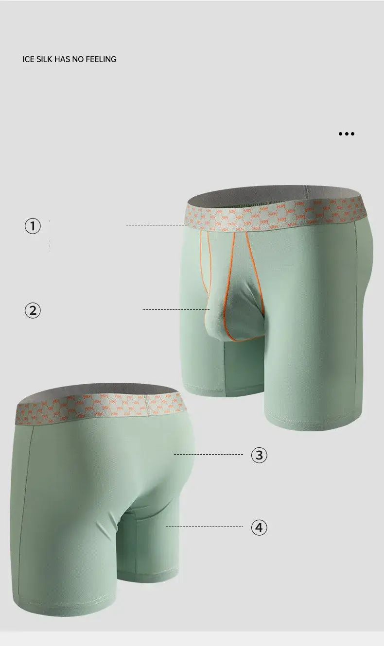 Panlalaking Panloob na Ice Silk Boxer Shorts Homme Ropa Breathable U Convex Pouch Panites Lalaki Naylon Gitnang Baywang Underpant Cueca M-XXL