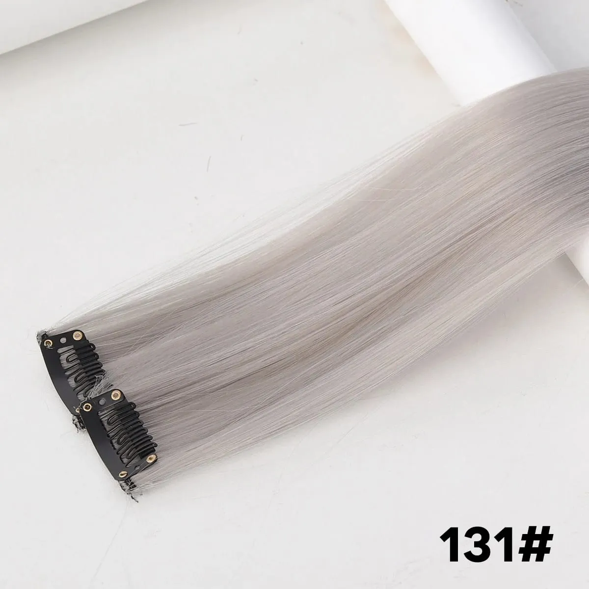 2PCS synthetic color hair extension piece wig women's highlighting clip hair heat-resistant wig piece long straight hair