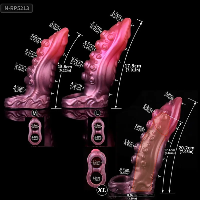 Malaking Horse Penis Sleeve Hollow Dildo Enlargement Sleeve Silicone Reusable Knot Condom Cock Ring Extender Sex Toys para sa Mga Lalaki