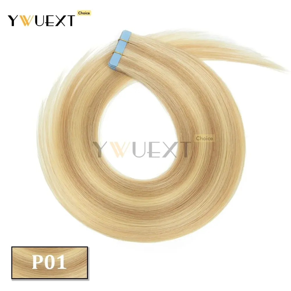 30G-50G Tape in Human Hair Extensions Natural Straight Machine Remy Hair 20pcs/pack Natural Look Hair Easy to Wear for Women