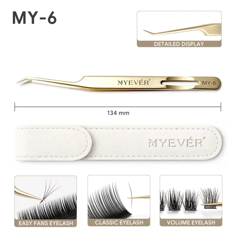 Anti-Slip Eyelash Extension Tweezers Steel High-Density Fiber Tip Eyelash & Eyebrow Professional Precision Makeup Tools