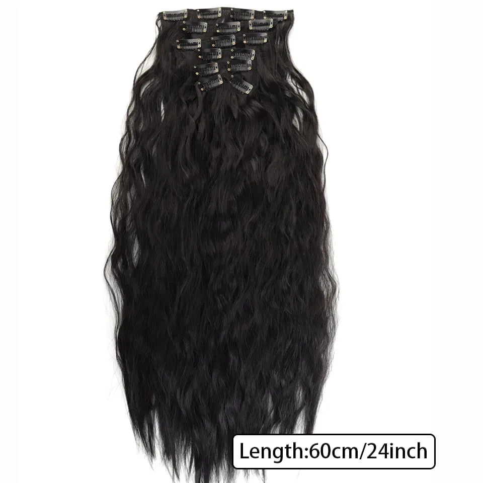 Synthetic Long Wavy Clip In Hair Extensions Hairpiece 6pcs/set For Women Brown Blonde Black Daily Party Halloween And Christmas