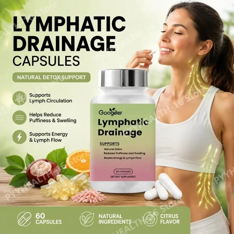 Googeer Lymphatic Support Capsules with Diosmin Hesperidin Horse Chestnut Bromelain Butcher's Broom Daily Wellness 60 Capsules