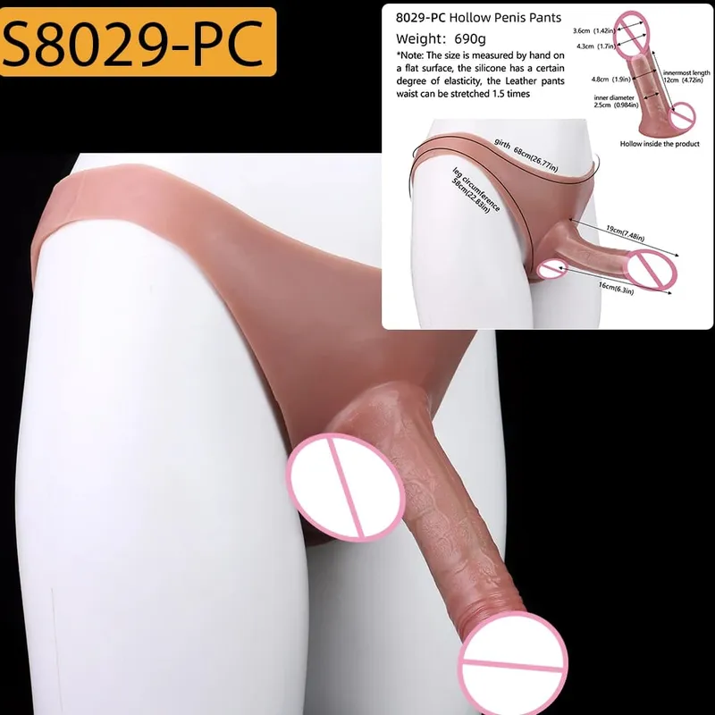 Flexible Skin-Like Huge Hollow Dildo Male Strap-On Lifelike Penis Extend Sleeve насадка на член Couples Sex Pleasure Toys