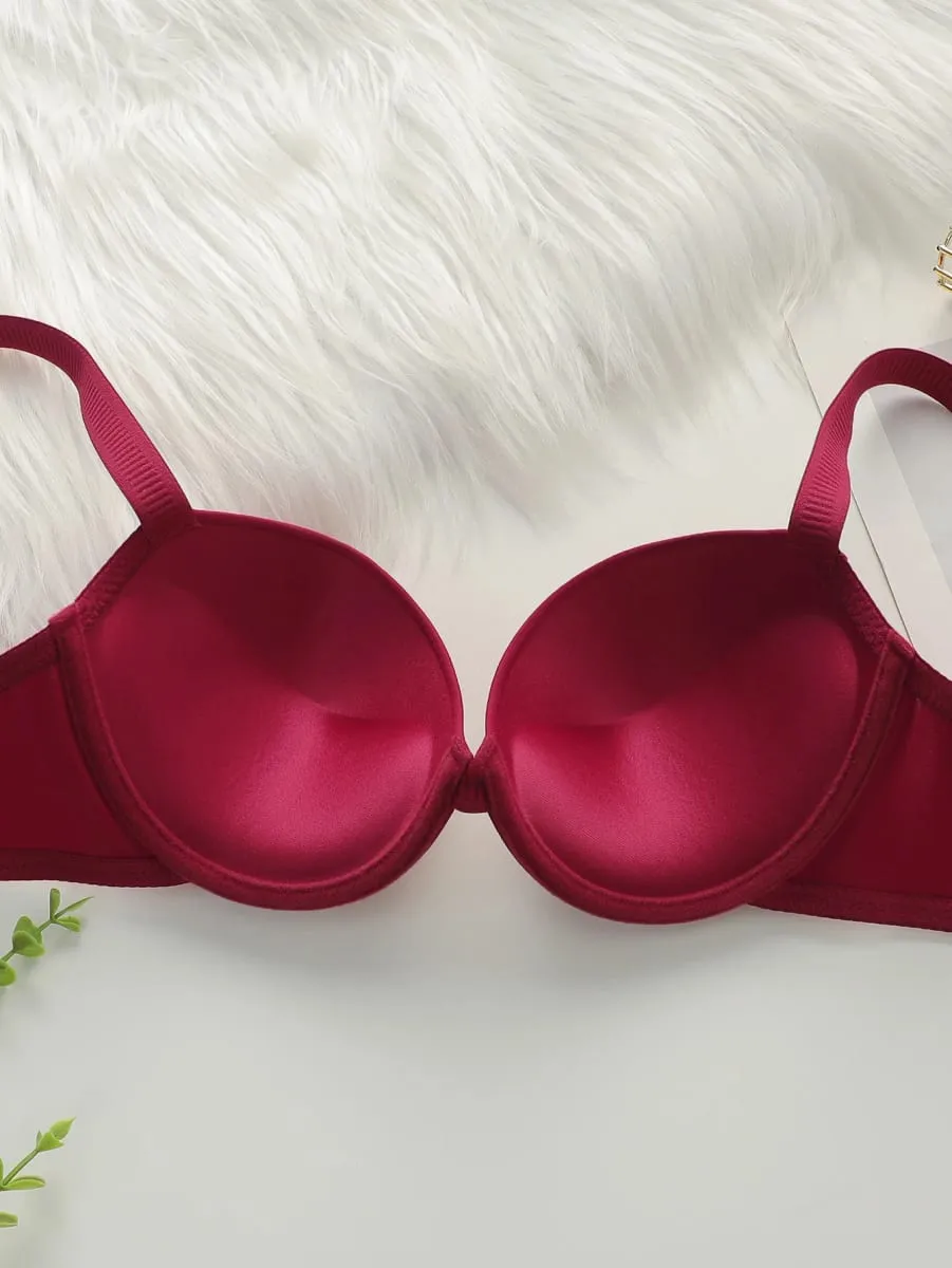 Thickened chest cushion gathering and lifting underwear set red sexy 2-piece set preferred for dating and gift giving B2051