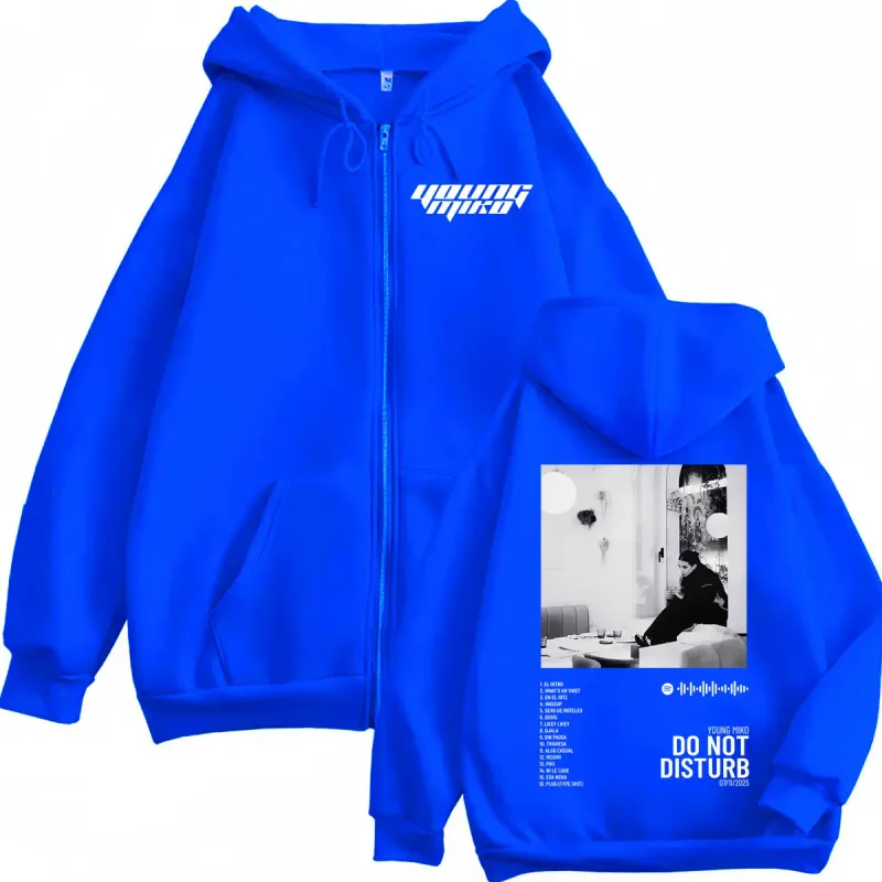 Young Miko Do Not Disturb Album Poster Graphic Zipper Hoodie Hip Hop Vintage Zip Up Pullovers Men Women Casual Loose Sweatshirts — image 5