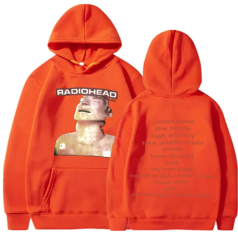 Vintage Rock Grubu Radiohead Kapüşonlu Üst Hip Hop Her Şey Müzik Albümü Baskı Kazak Harajuku Sokak Boyu Kapüşonlular Gençler