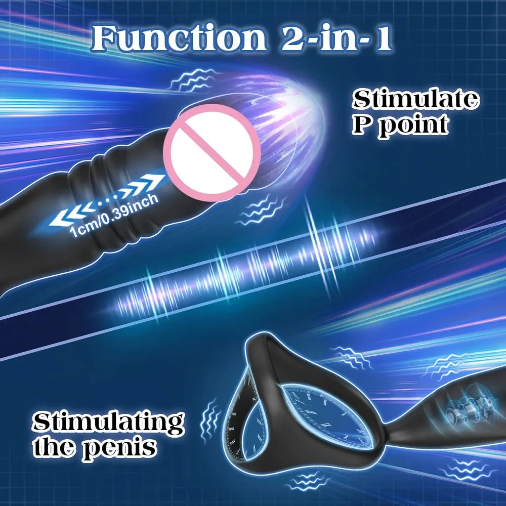 APP Control Thrusting Prostate Massager for Men Telescopic Anal Vibrator for Gay Butt Plug Cock Ring Adult Goods Sex Toy for Men — image 4