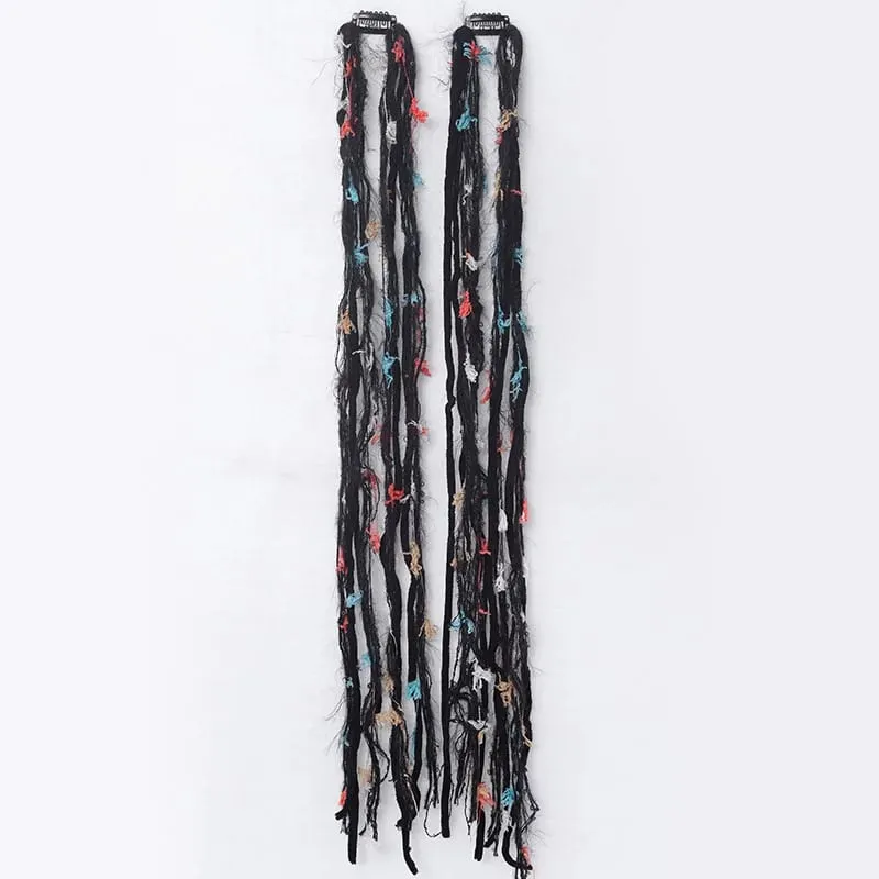 Clip In Dreadlock Hair Extensions Bohemian Frayed Wispy Thin Synthetic Boho Braids For Women Daily Rave Party Hairstyle