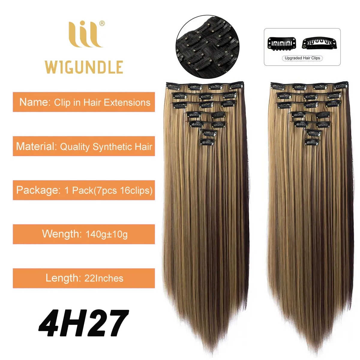 Clips In Hair Extension Long Straight Hair Pieces Clip In Hair Extension 22inches 7pcs/set Synthetic Fake Hair Pieces for Women