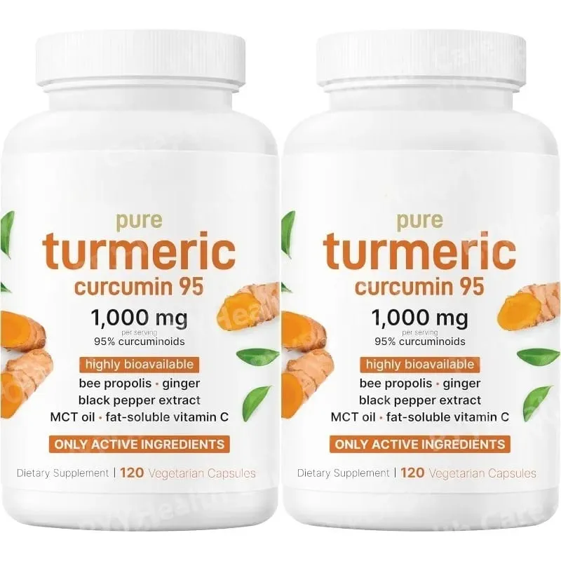 Turmeric Curcumin Botanical Supplement Pure Turmeric Extract Capsules with Ginger and Black Pepper 120 Pieces Per Bottle