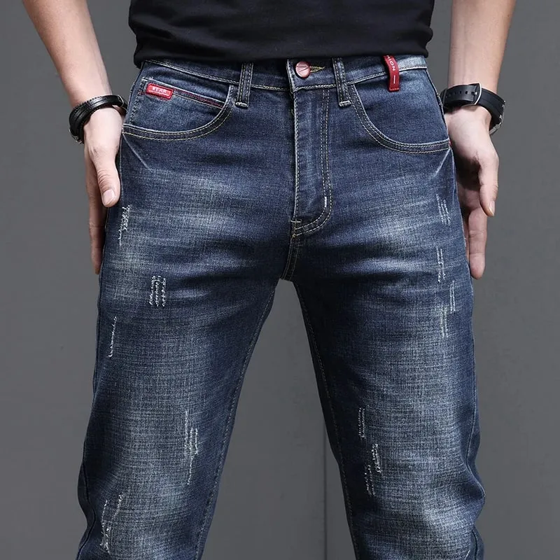 2026 homme Mince Décontracté Rue Classique Jean Skinny Crayon Jean Trendy Style Extensible Confortable Décontracté Mode Polyvalent