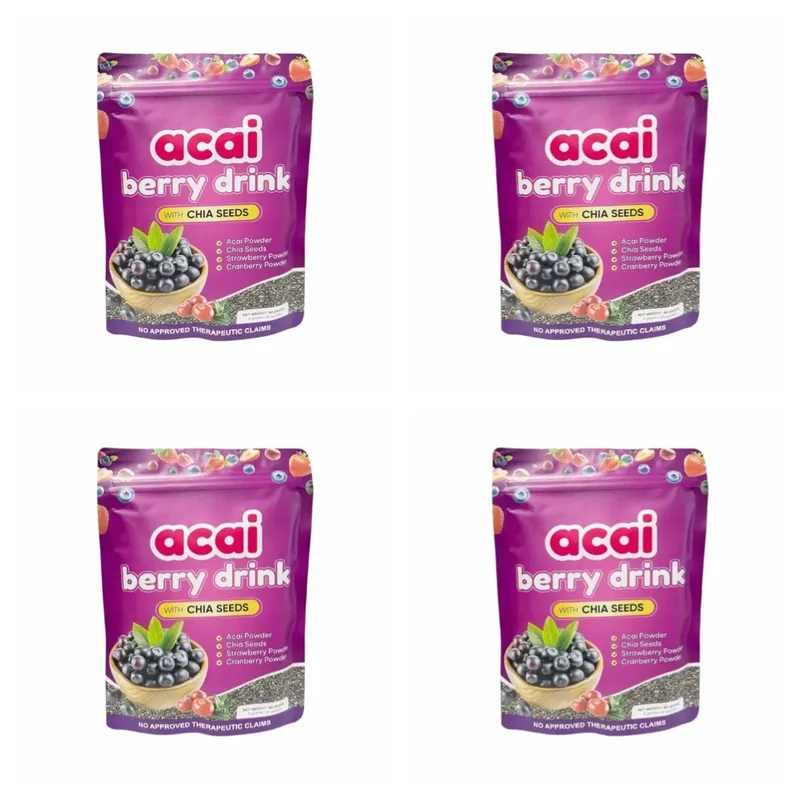 Acai Berry เครื่องดื่มผงเมล็ดเจียสตรอเบอร์รี่แครนเบอร์รี่สำหรับสารต้านอนุมูลอิสระ Daily Wellness & ระบบภูมิคุ้มกันสนับสนุนผู้ใหญ่ 40g