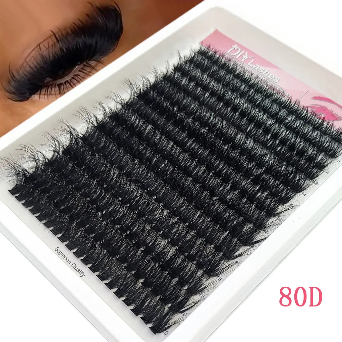 14 Rows Fluffy Lash Bundle Thick Curl Lash Bundle Extended 80D-100D Cat Eye Lash Extension eyelashes