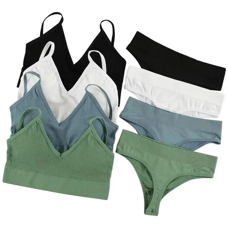 2 Pcs Bra Set Underwear Set Women Panties Sexy G-String Seamless Bralette Female Lingerie Soft Tank Crop Top 2026 New